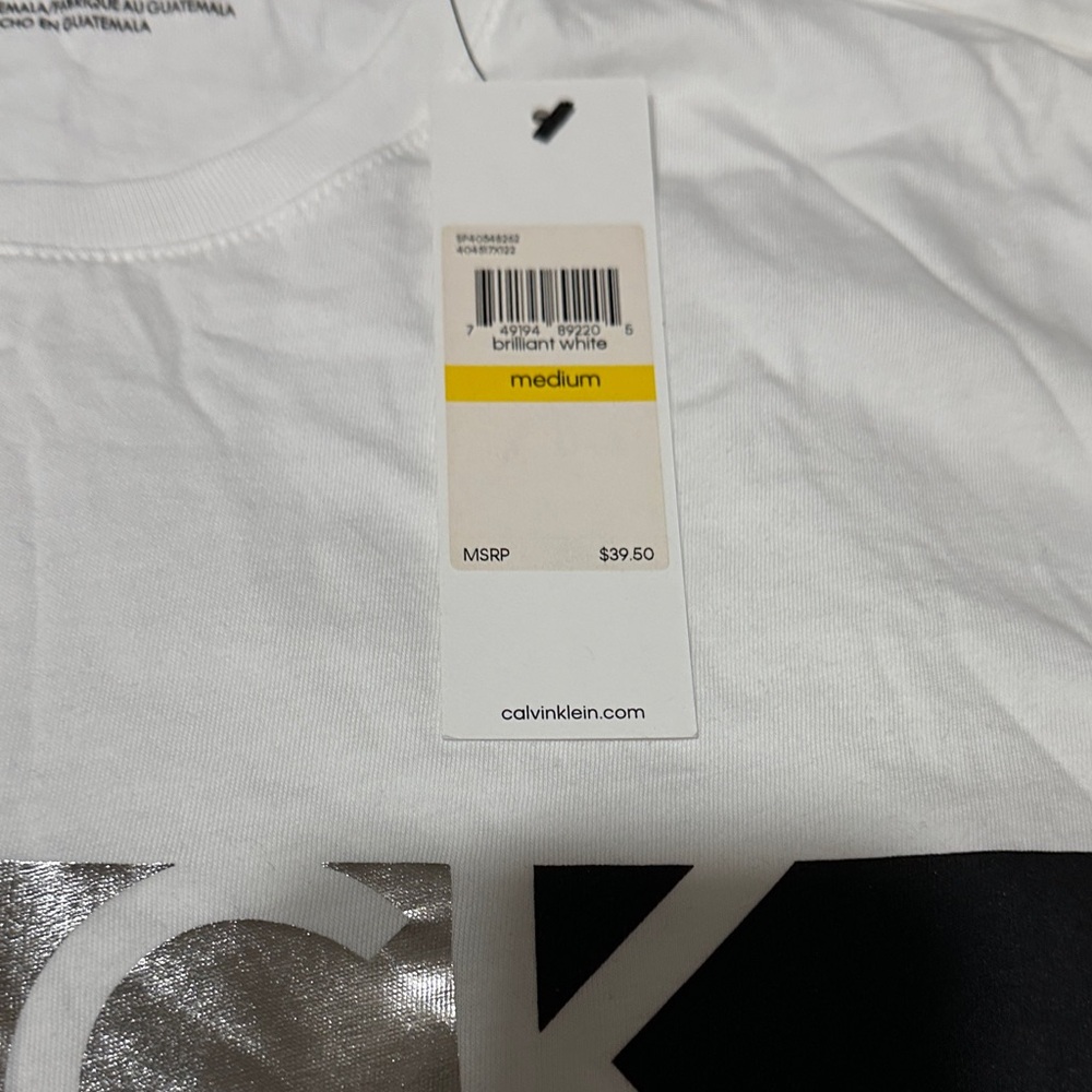 Calvin Klein White Tee with Black CK Logo - Picture 3 of 5